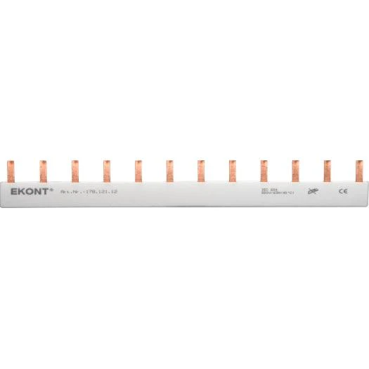 1-Phasen-Stiftschiene geschlossen, 12 Module, gerade, 210 mm lang