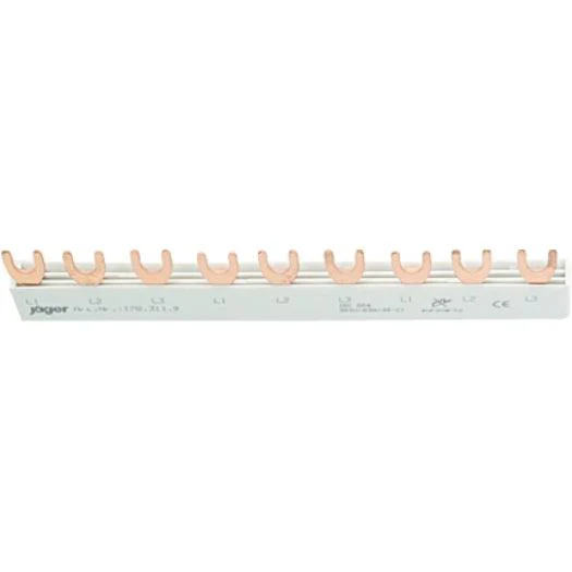3-Phasen-Gabelschiene geschlossen, 9 Module, L-Ausführung, 158 mm lang