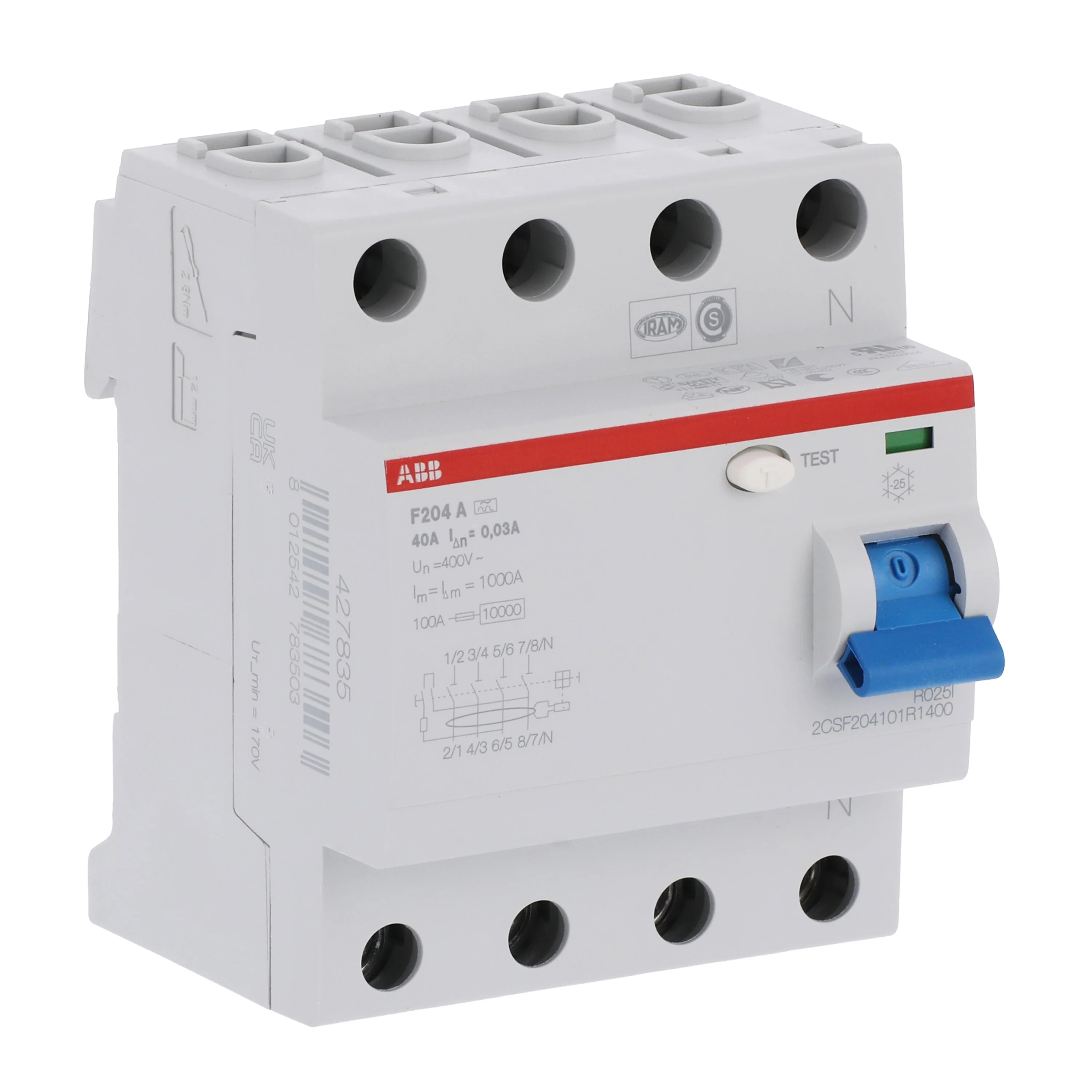 ABB F204 A-40/0.03A Fehlerstrom-Schutzschalter, N Links, 2CSF204123R1400