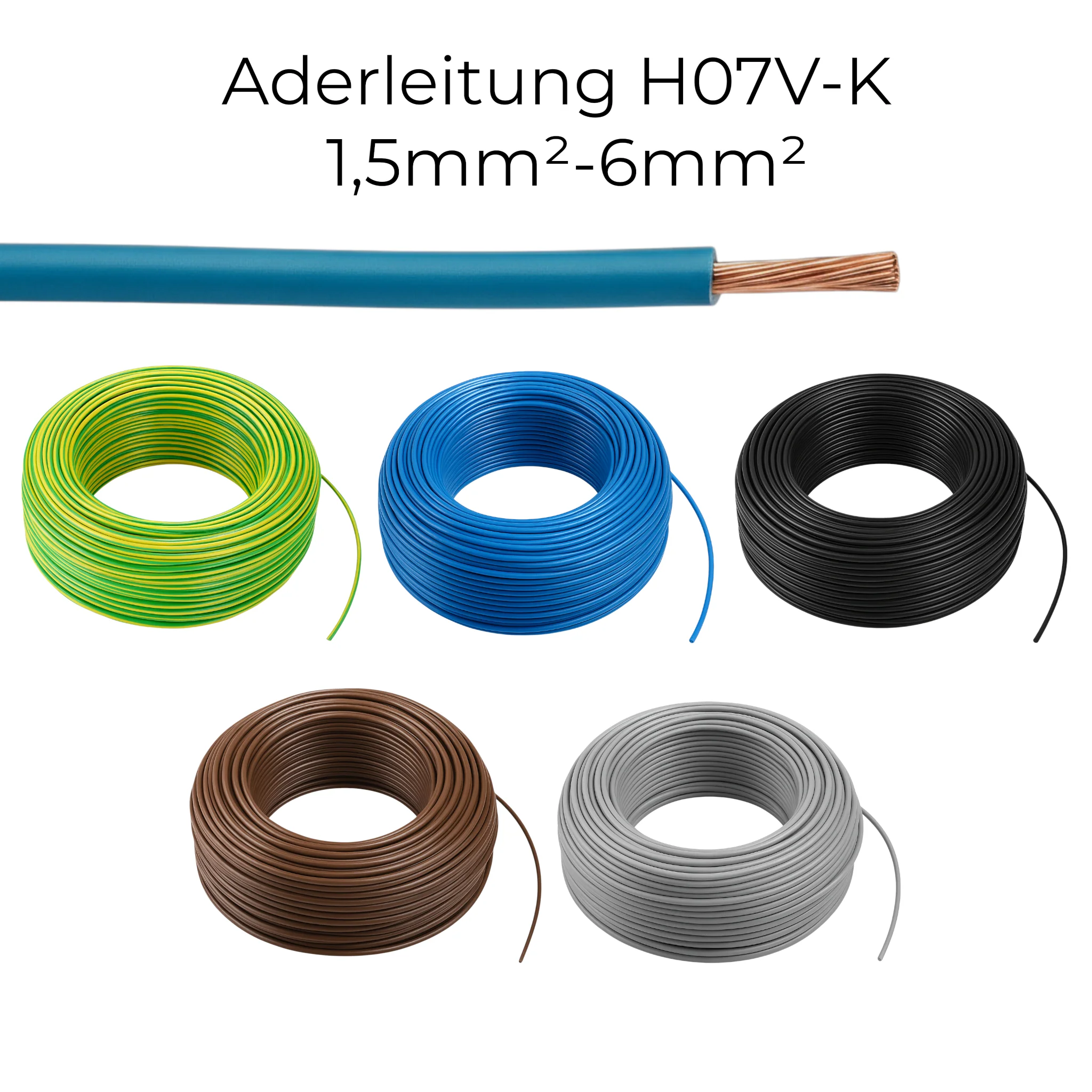 Aderleitung H07V-K flexibel | 1,5mm²-16mm² | 10-100m | verschiedene Farben