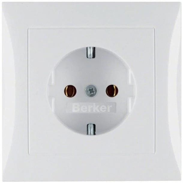 Berker 47428989 S.1 Schuko-Steckdose mit Abdeckplatte polarweiß glänzend