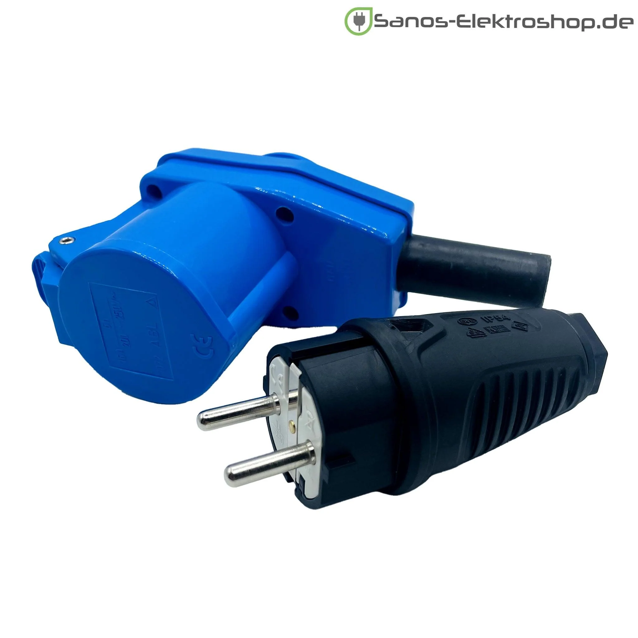 Camping/Caravan/Boot Adapter Schuko-Stecker auf CEE-Winkelkupplung 230V 3-polig 16A, Gummileitung H07BQ-F 3G2,5 blau, 1m-50m - Image 3