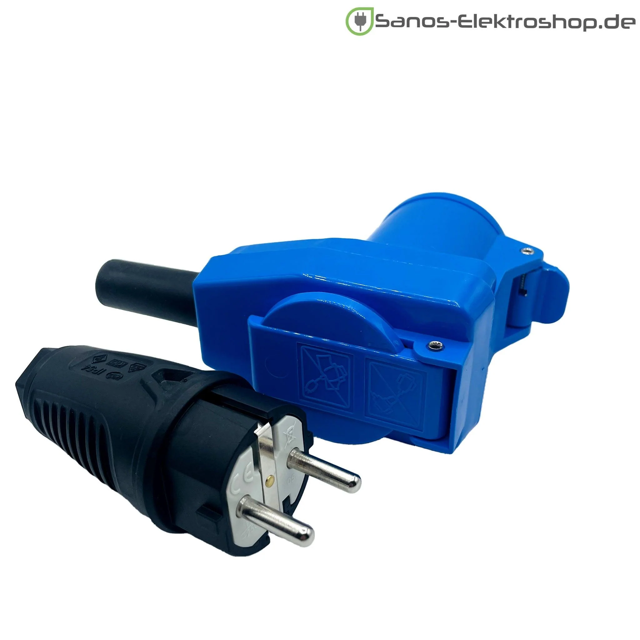 Camping/Caravan/Boot Adapter Schuko-Stecker auf CEE-Winkelkupplung 230V 3-polig 16A, Gummileitung H07BQ-F 3G2,5 grün, 1m-50m - Image 2