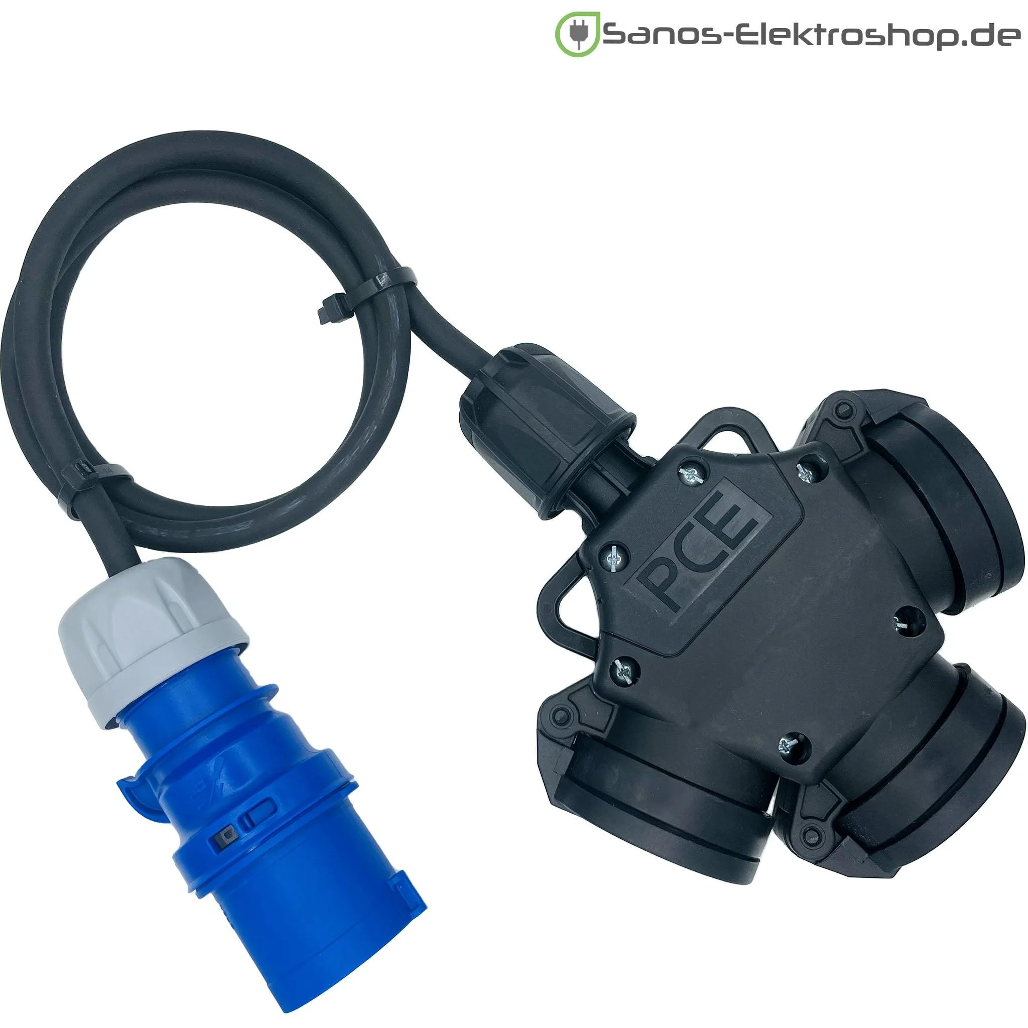 CEE-Adapter: CEE Stecker 3-polig 16A auf Kombi-Kupplung 3-Fach