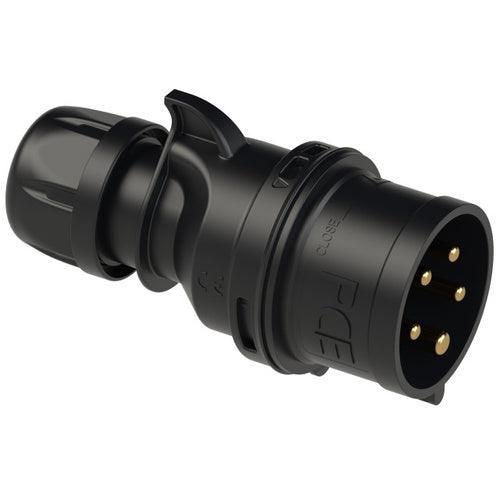 CEE Stecker IP 44, 5-polig, 400 V, 6 h, 32 A, schwarz, PCE 025-6x