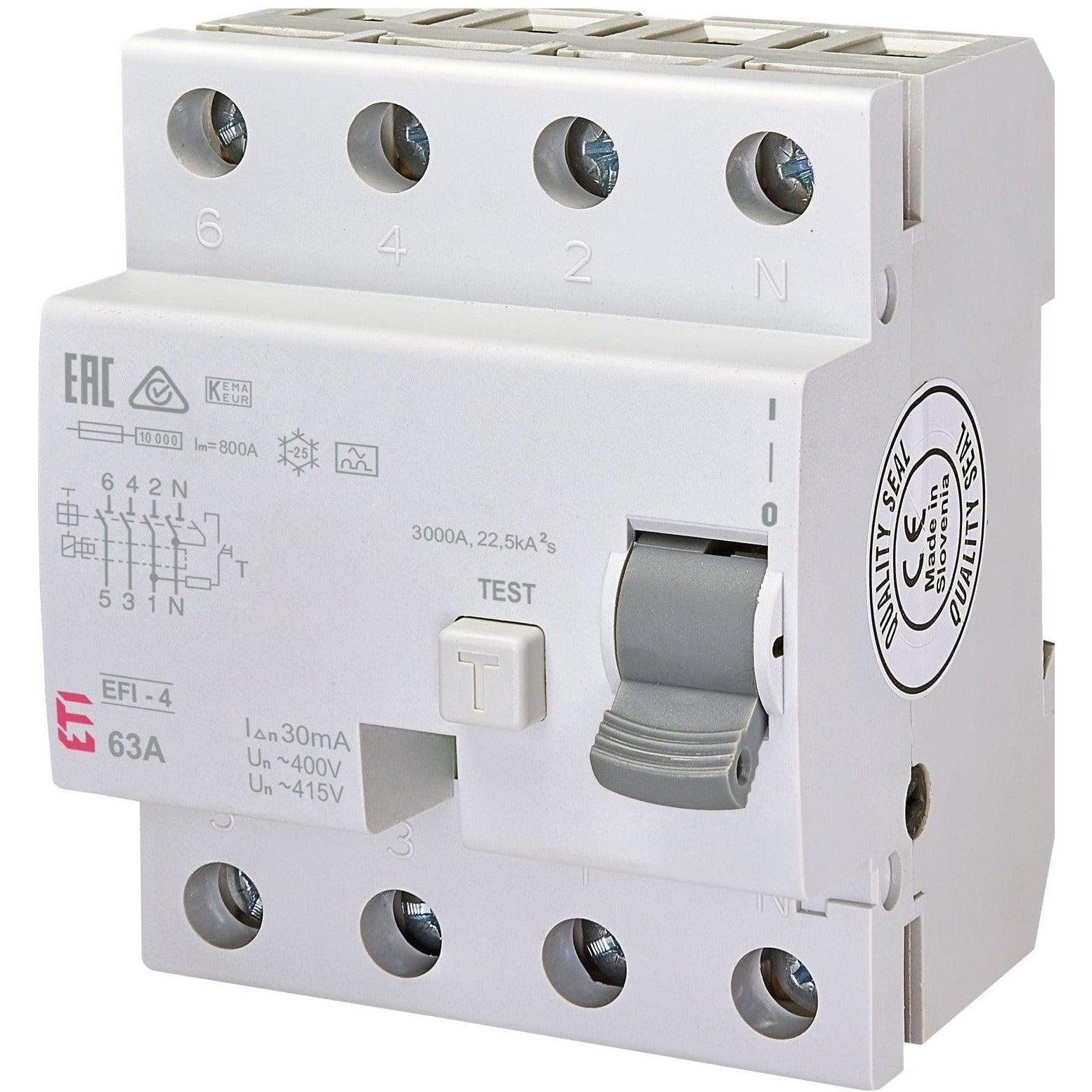 ETI Fehlerstromschutzschalter EFI-4 A 63/0,03A, 002062544