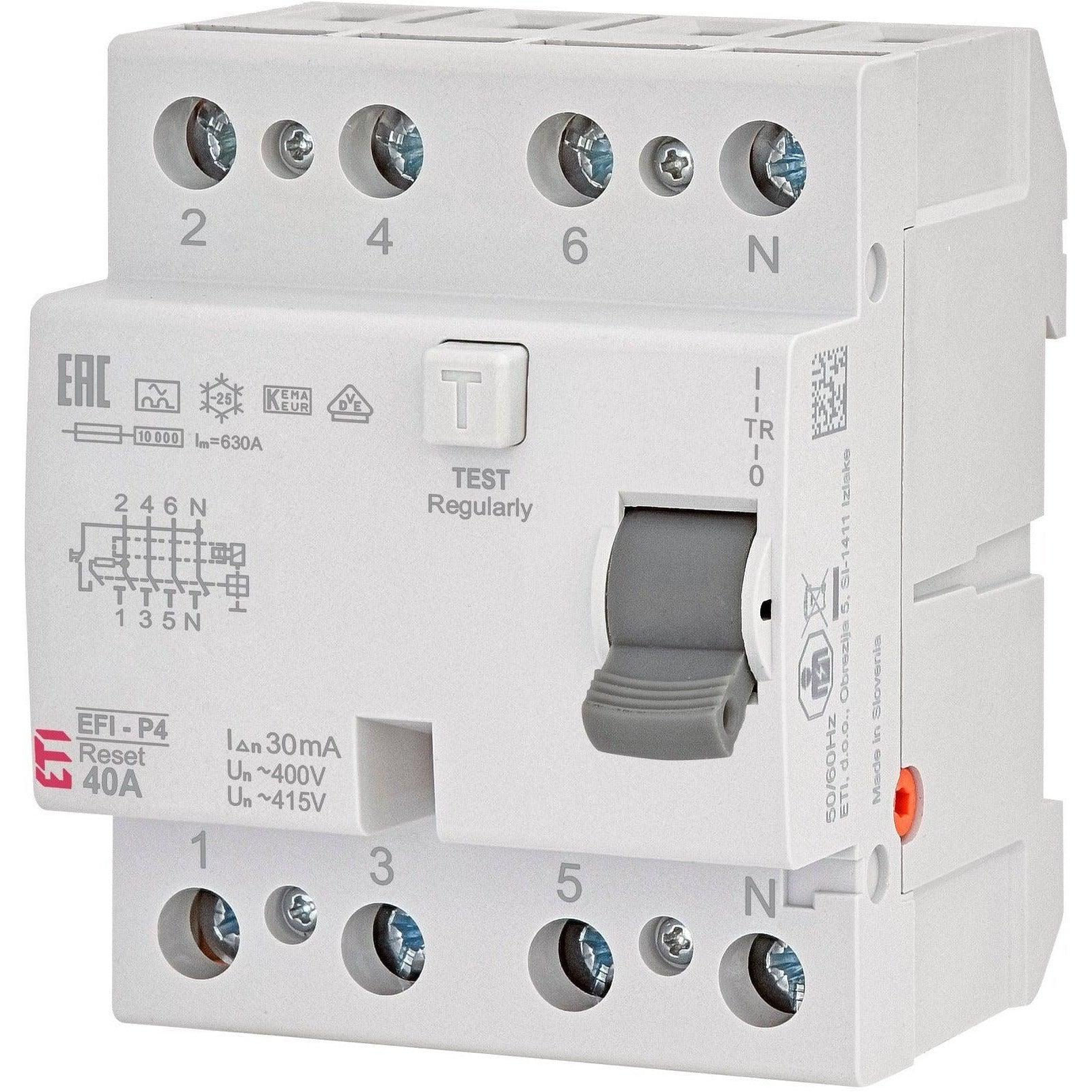 ETI Fehlerstromschutzschalter EFI-P4R A 40/0,03A, 002061862
