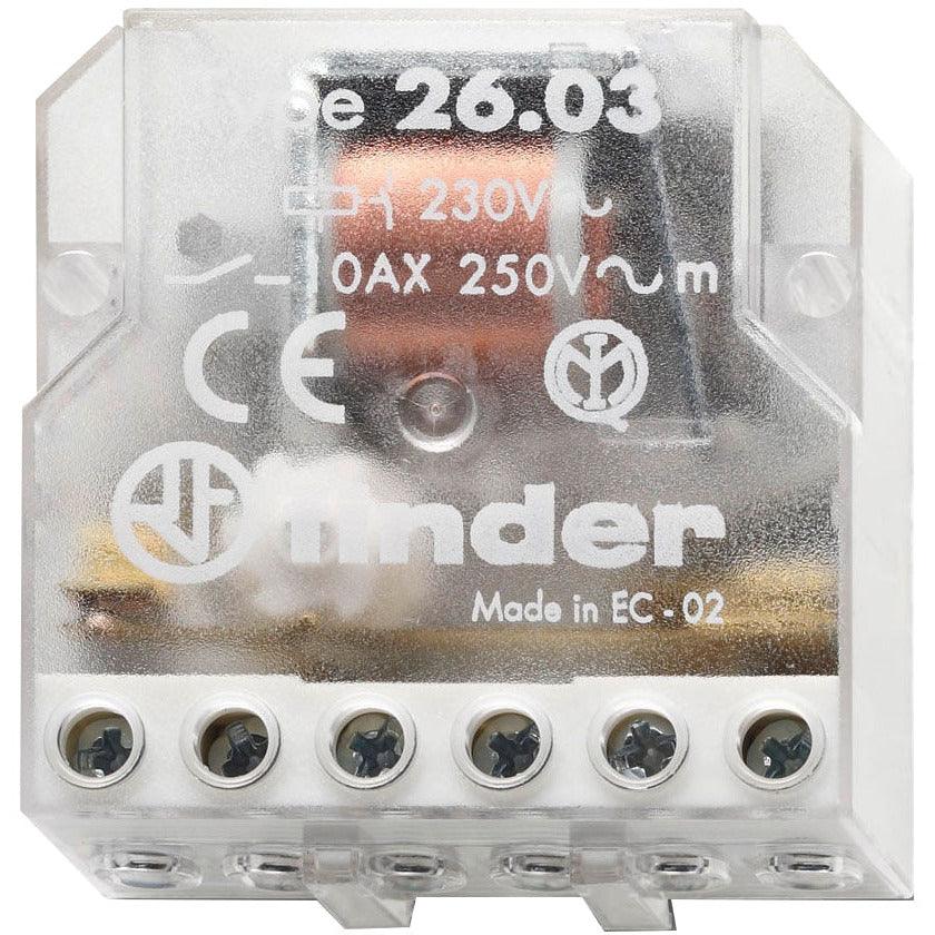 FINDER Stromstoßschalter Doseneinbau 230V, 1 Schließer + 1 Öffner, 260382300000