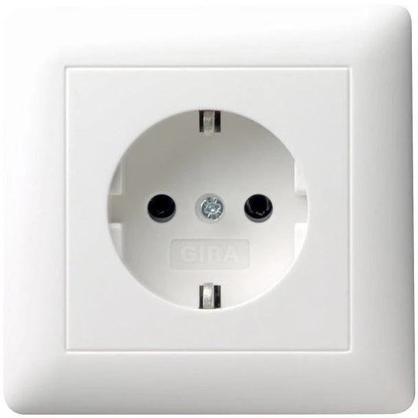 GIRA 044003 Schuko-Steckdose mit Vollplatte für Einzelmontage, System 55, Reinweiß glänzend