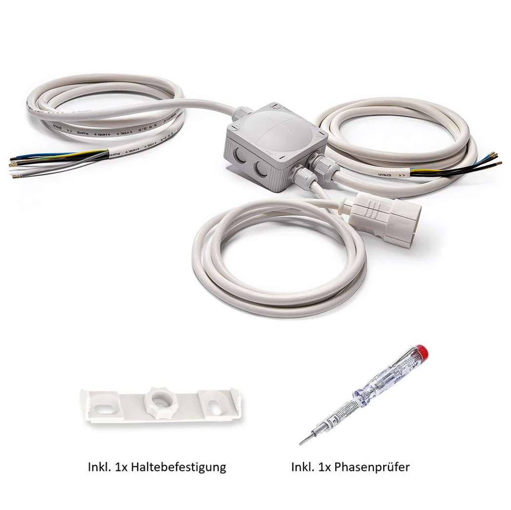 Küchenanschlussbox, Splitter-Box mit 5m Kabel - Küchenanschlussverteiler 3-fach für Kochfeld & Backofen
