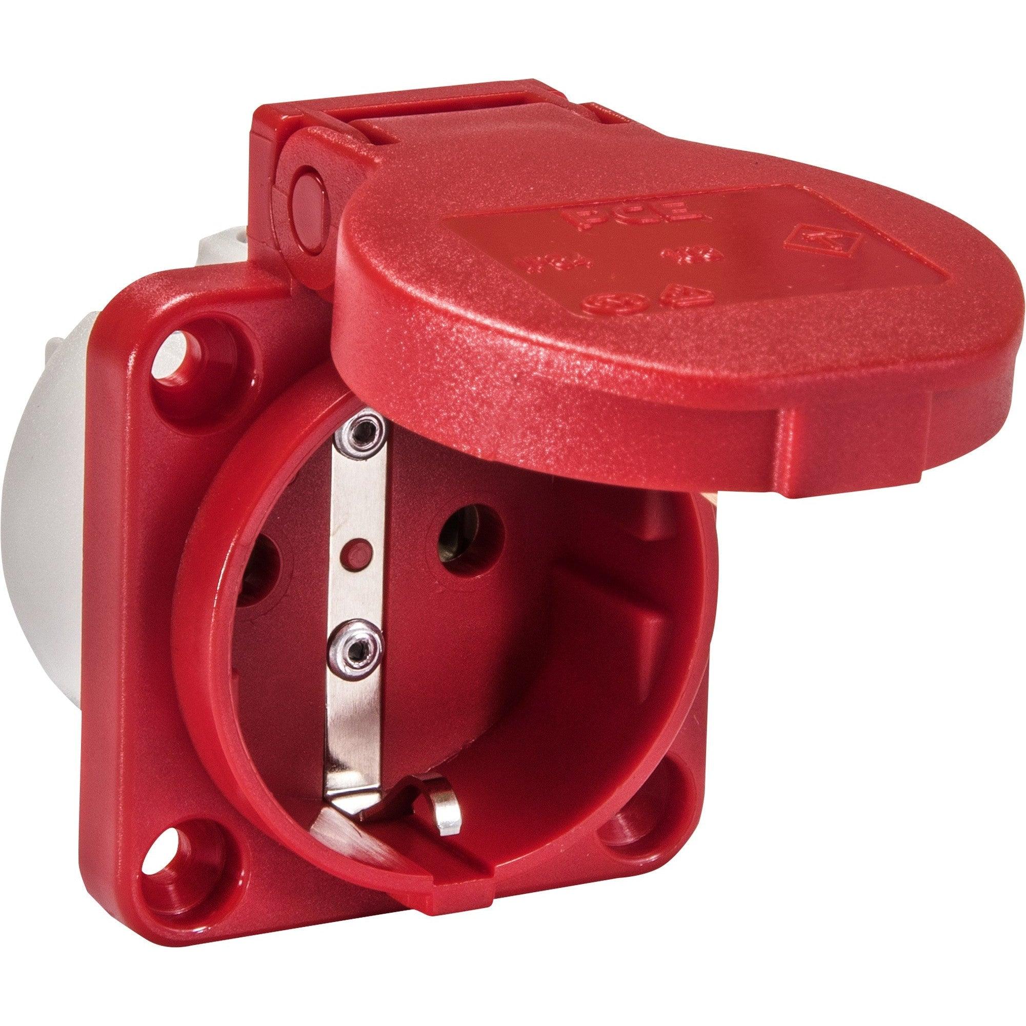 Maschinen-Steckdose, 230V, Rot, IP54, Anschluss rückseitig, PCE 105-0r