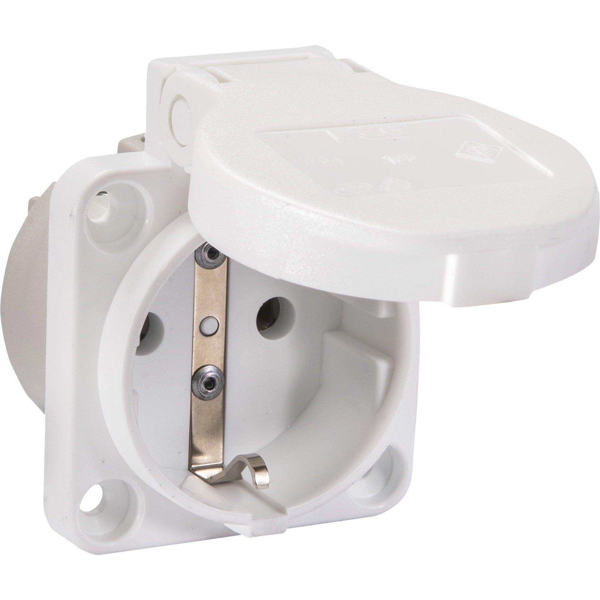 Maschinen-Steckdose, 230V, Weiß, IP54, Anschluss rückseitig, PCE 105-0w