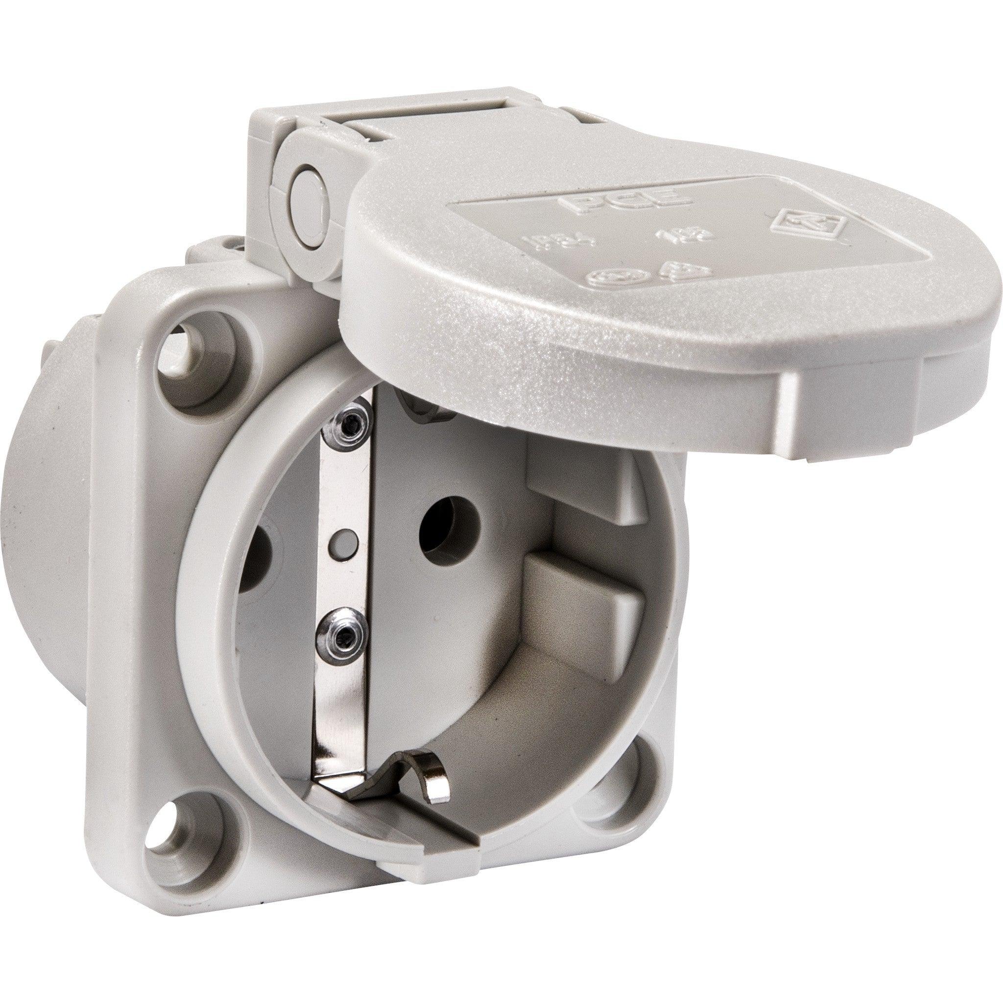 Maschinen-Steckdose, 230V, Grau, IP54, Anschluss rückseitig, PCE 105-0g