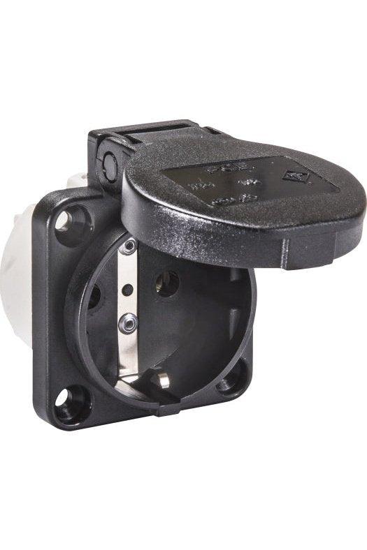 Maschinen-Steckdose, 230V, schwarz, IP54, Anschluss rückseitig, PCE 105-0s