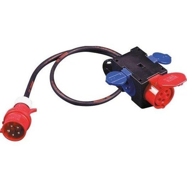 PCE 9430706 Kompaktverteiler mit Zuleitung 1, 5m H07RN-F 5G2, 5 qmm 16A, mit Ausgang 1x CEE 16A und 2x Schuko 16A