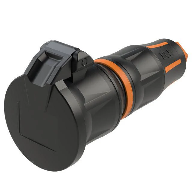 PCE Top Taurus Vollgummi-Schuko-Kupplung IP54 - Federklappdeckel - verschiedene Farben - Image 5