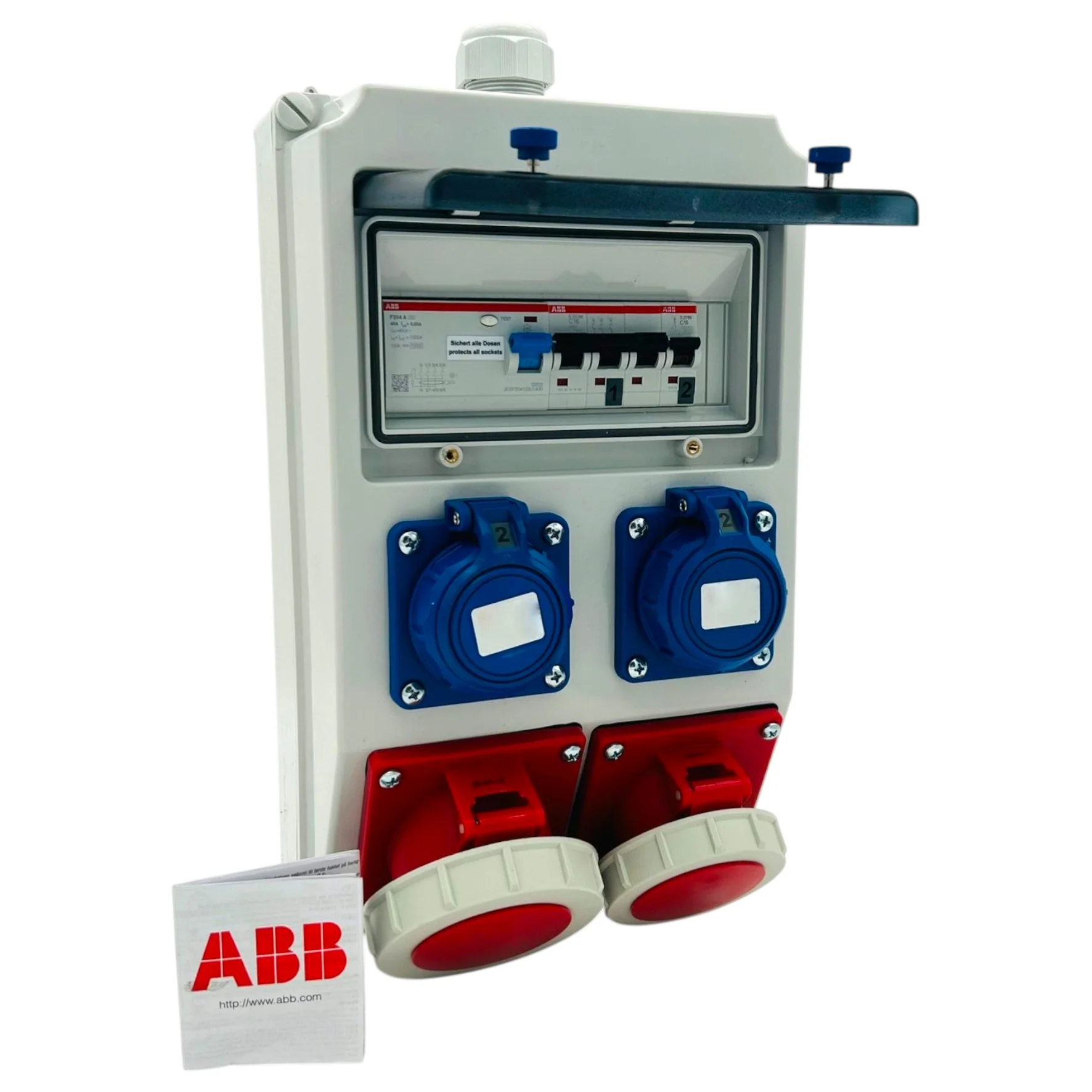 SANOS IP67 Wandverteiler ABB/PCE - 1x CEE 32A 1x CEE 16A und 2x Schukodose mit FI | SAN035 - Image 2