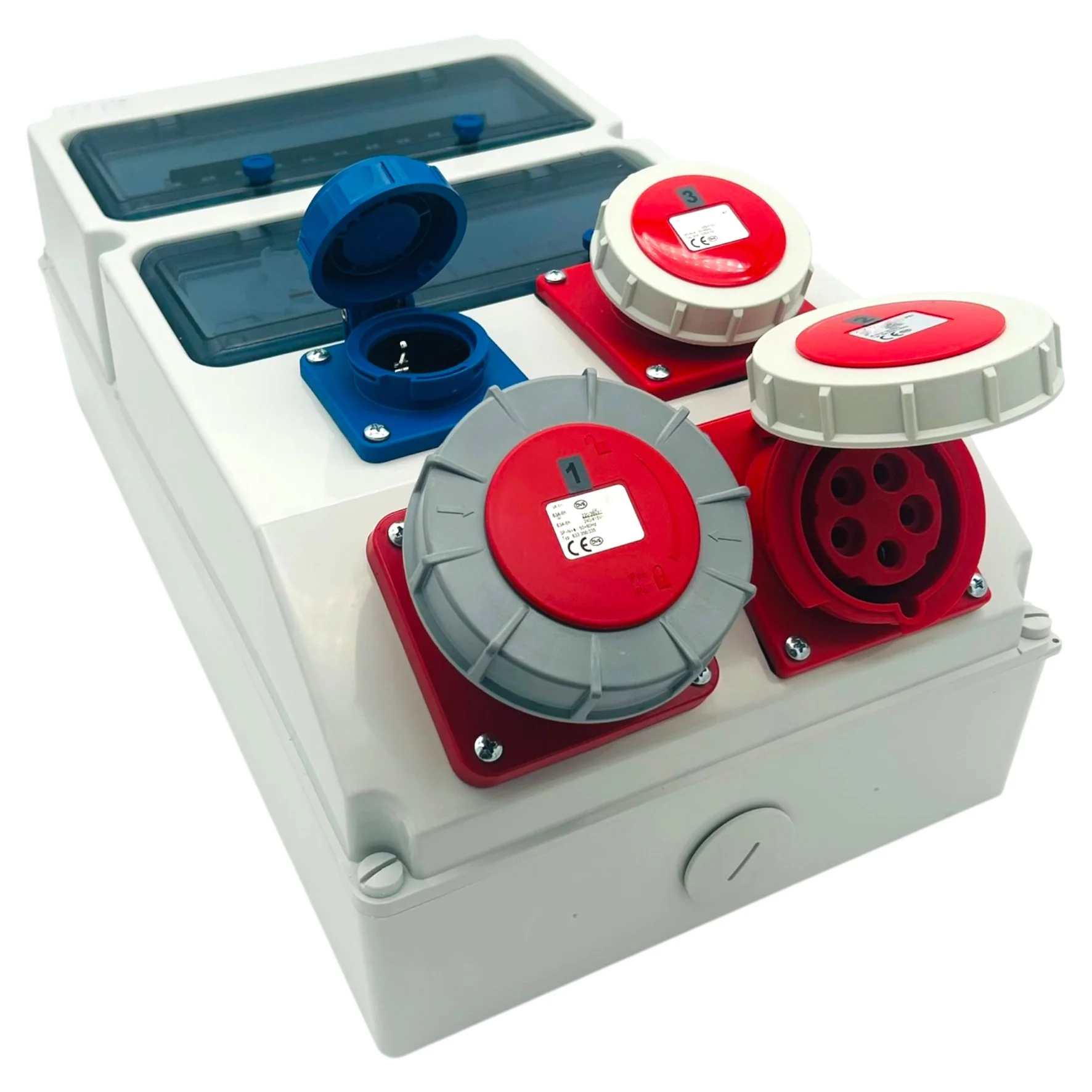 SANOS IP67 Wandverteiler ABB/PCE - 1x CEE 63A 1x CEE 32A 1x CEE 16A und 1x Schukodose mit FI | SAN022 - Image 3
