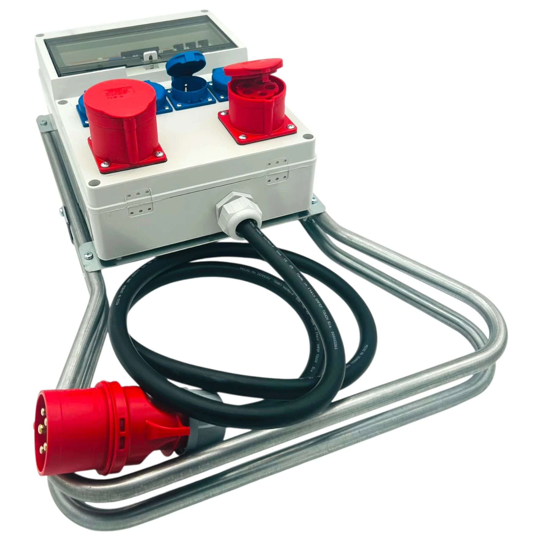 SANOS Standverteiler ABB/PCE - 1x CEE 32A 1x CEE 16A und 4x Schukodose mit FI & Zuleitung | SAN028 - Image 3