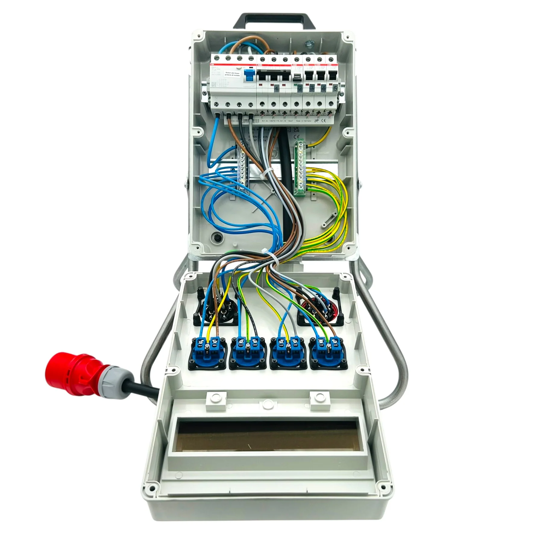 SANOS Standverteiler ABB/PCE - 1x CEE 32A 1x CEE 16A und 4x Schukodose mit FI & Zuleitung | SAN028 - Image 4