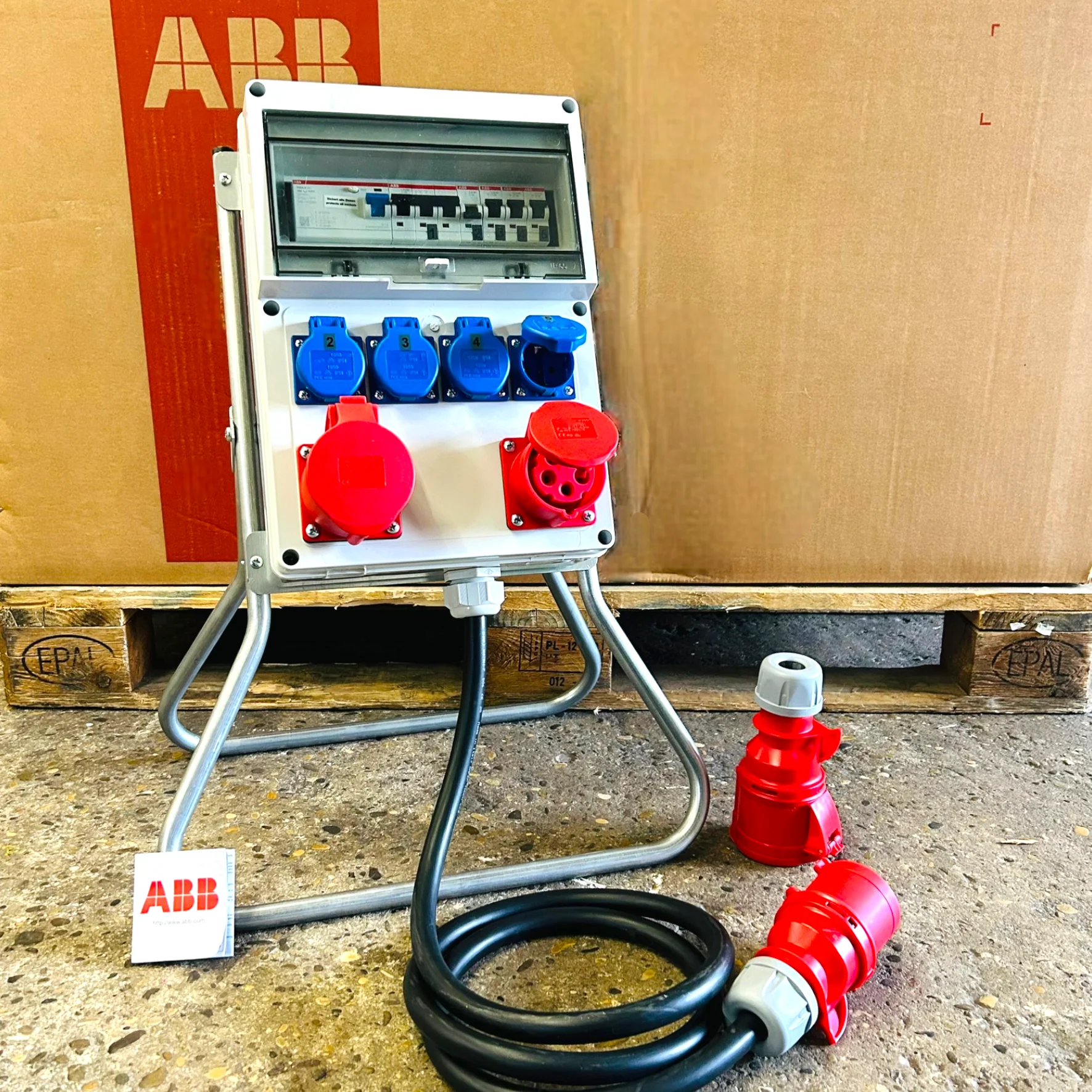 SANOS Standverteiler ABB/PCE - 1x CEE 32A 1x CEE 16A und 4x Schukodose mit FI & Zuleitung | SAN028 - Image 6