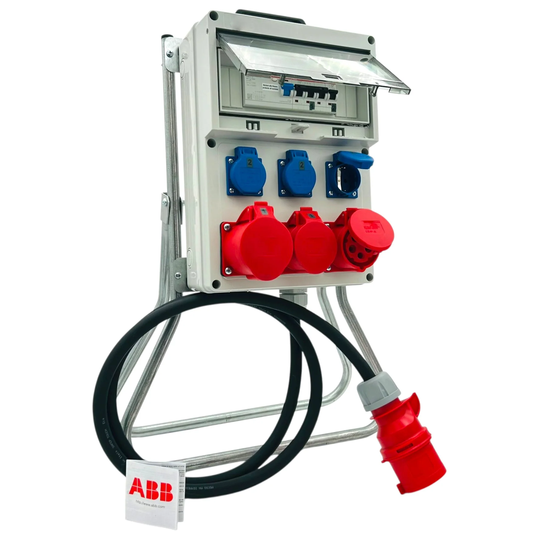 SANOS Standverteiler ABB/PCE - 1x CEE 32A 2x CEE 16A und 3x Schukodose mit FI & Zuleitung | SAN029 - Image 2