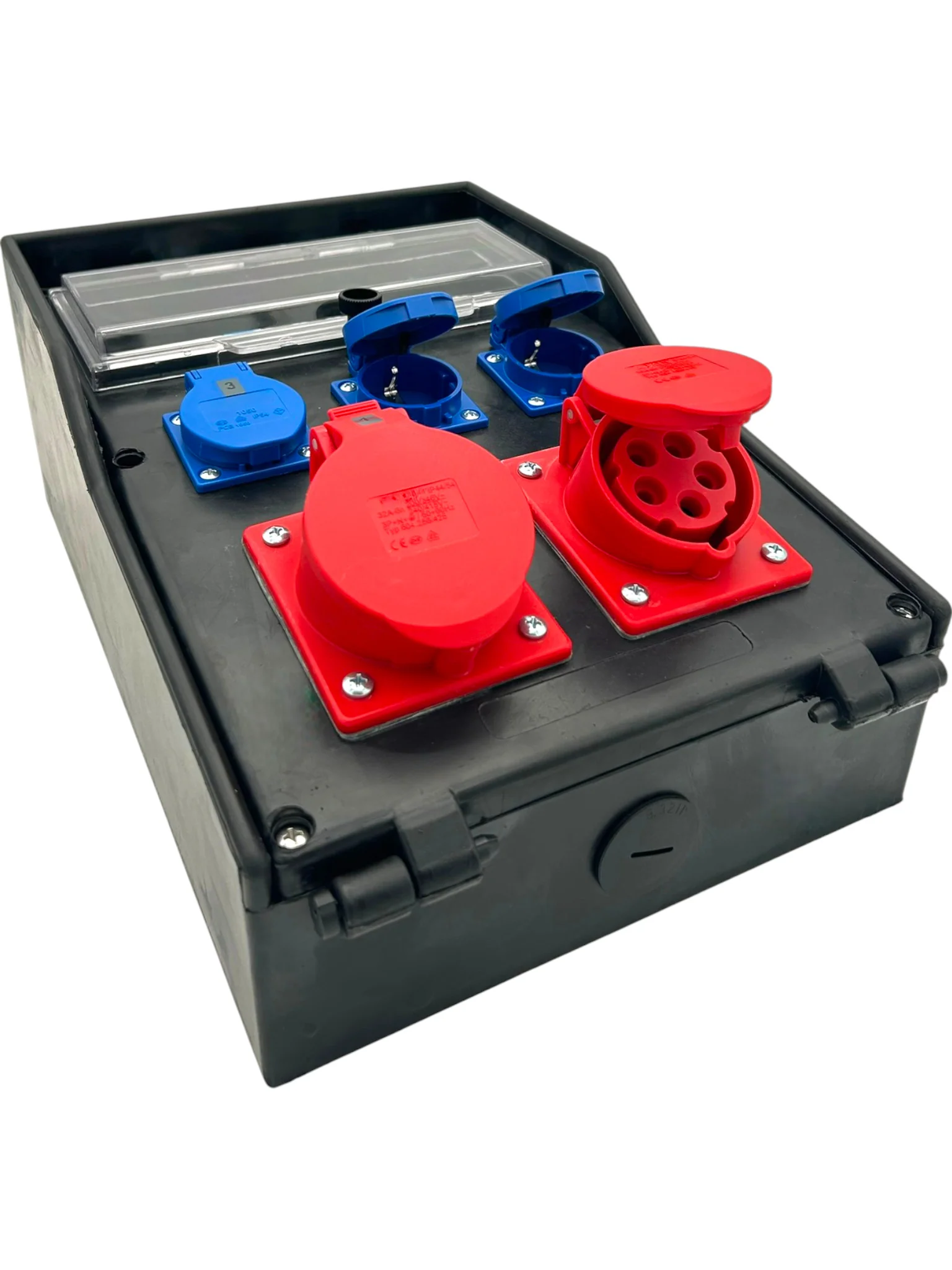 SANOS Vollgummiverteiler ABB/PCE - 1x CEE 32A 1x CEE 16A und 3x Schukodosen mit FI | SAN024 - Image 3