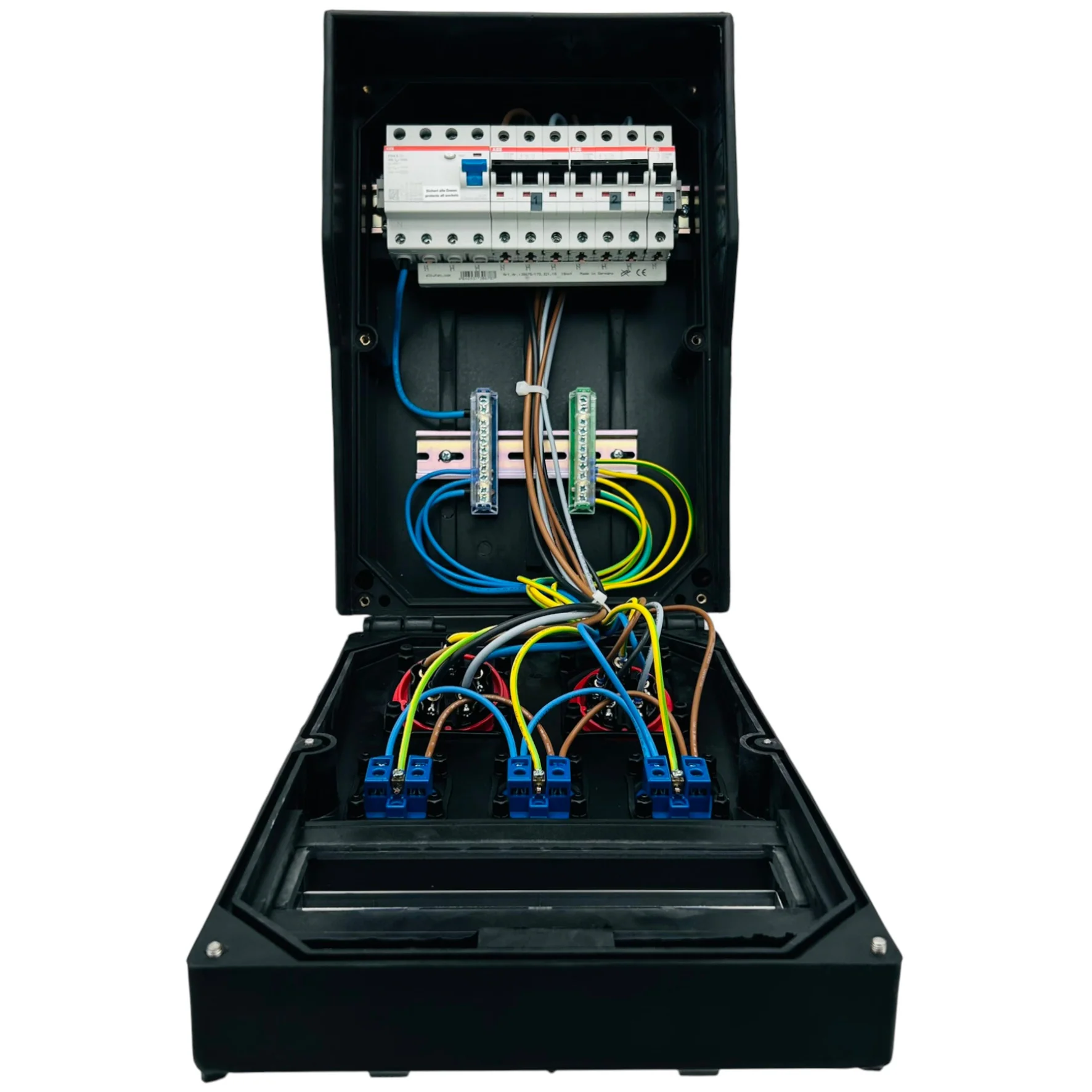 SANOS Vollgummiverteiler ABB/PCE - 1x CEE 32A 1x CEE 16A und 3x Schukodosen mit FI | SAN024 - Image 4