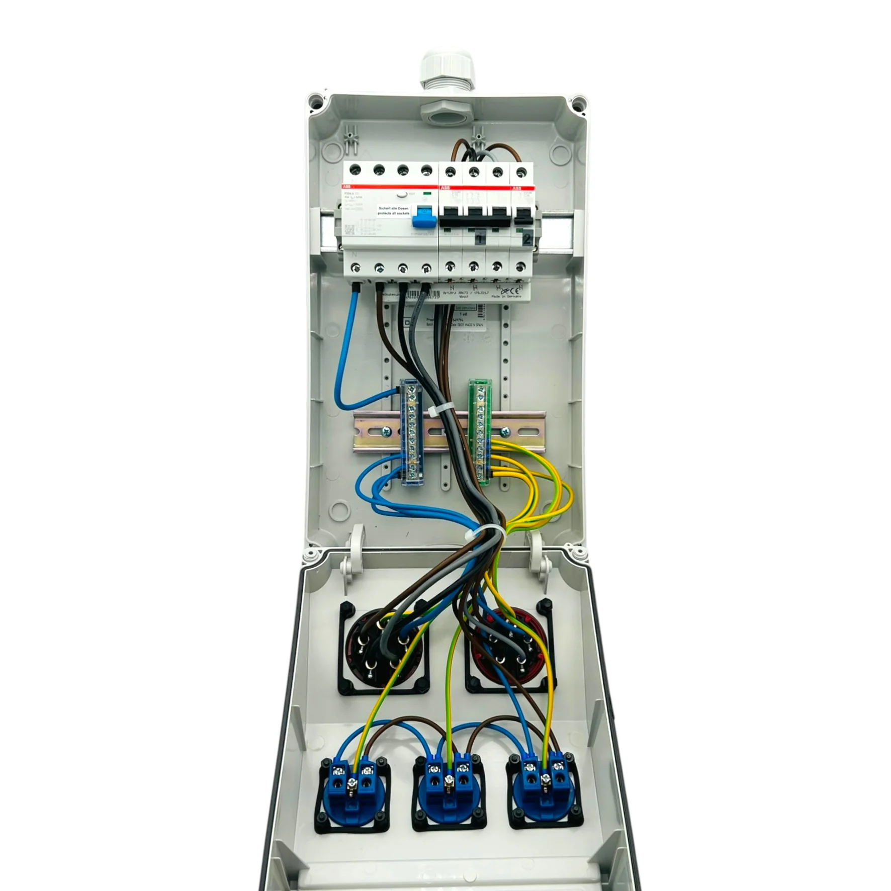 SANOS Wandverteiler ABB/PCE - 1x CEE 32A 1x CEE 16A und 3x Schukodosen mit FI | SAN037 - Image 5