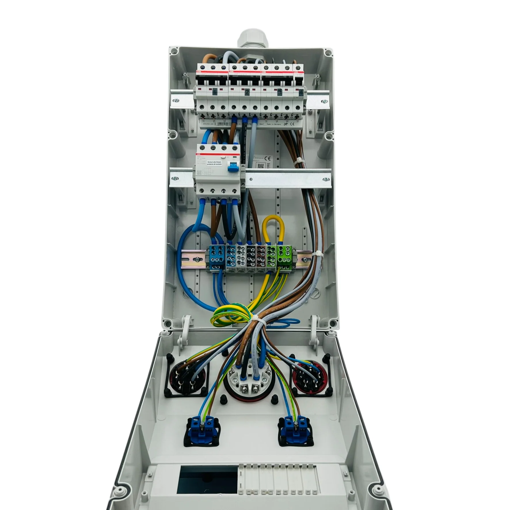 SANOS Wandverteiler ABB/PCE - 1x CEE 63A 1x CEE 32A 1x CEE 16A und 2x Schukodose mit FI | SAN036 - Image 4