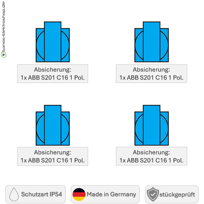 SANOS Wandverteiler ABB/PCE - 4x Schukodose | einzeln gesichert | SAN033 - Image 6