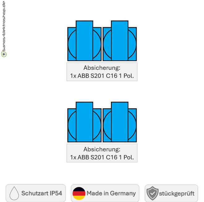 SANOS Wandverteiler ABB/PCE - 4x Schukodose | paarweise gesichert | SAN032 - Image 6