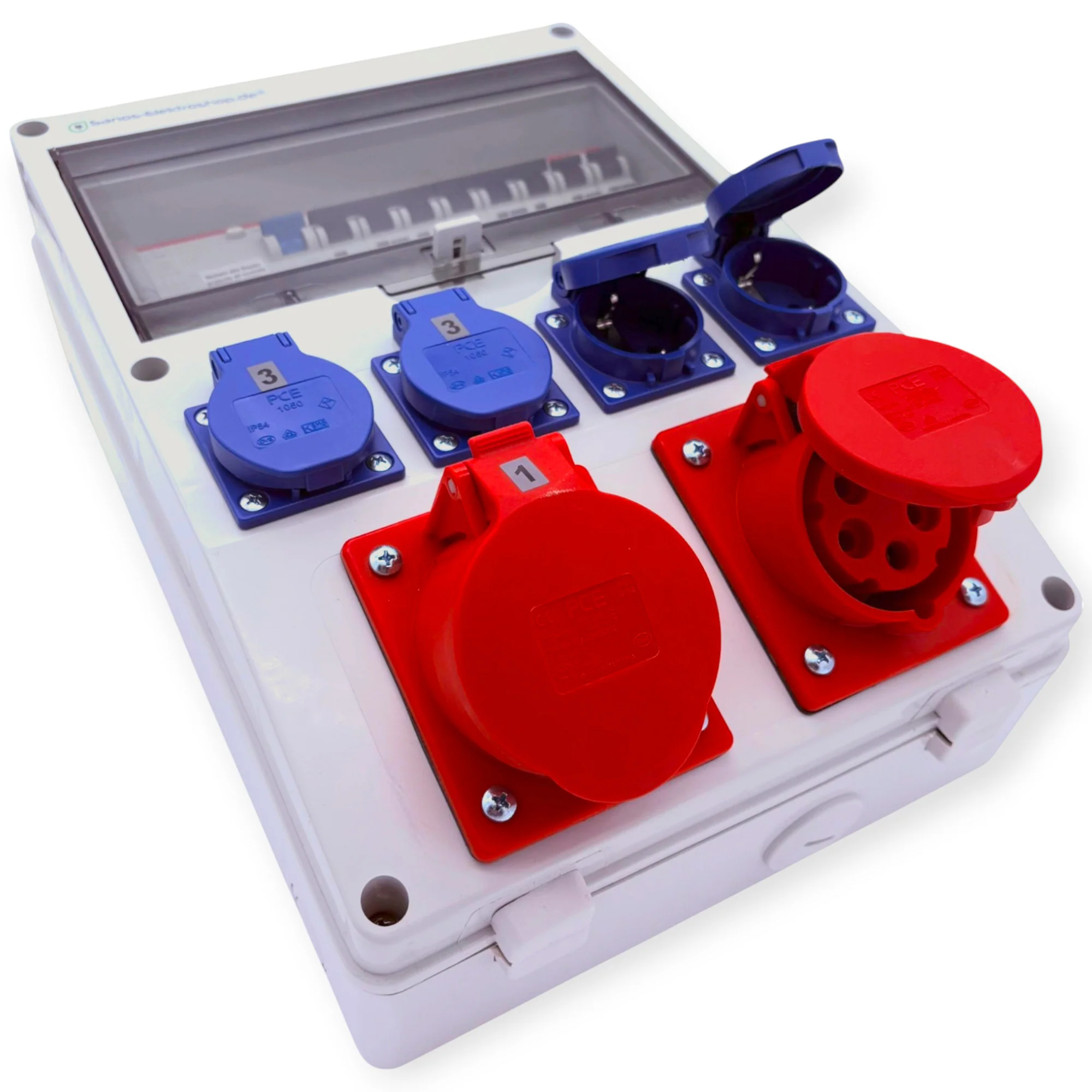 SANOS Wandverteiler ABB/PCE - 1x CEE 32A 1x CEE 16A und 4x Schukodosen mit FI | SAN001 - Image 3