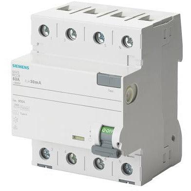 SIEMENS FI-Schutzschalter, 4-polig, Typ A, In: 63 A, 30 mA - 5SV33466