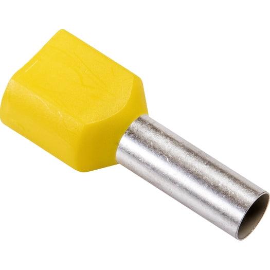 Twin-Aderendhülsen 2x6,00 qmm, gelb DIN 46 228, 100 Stück