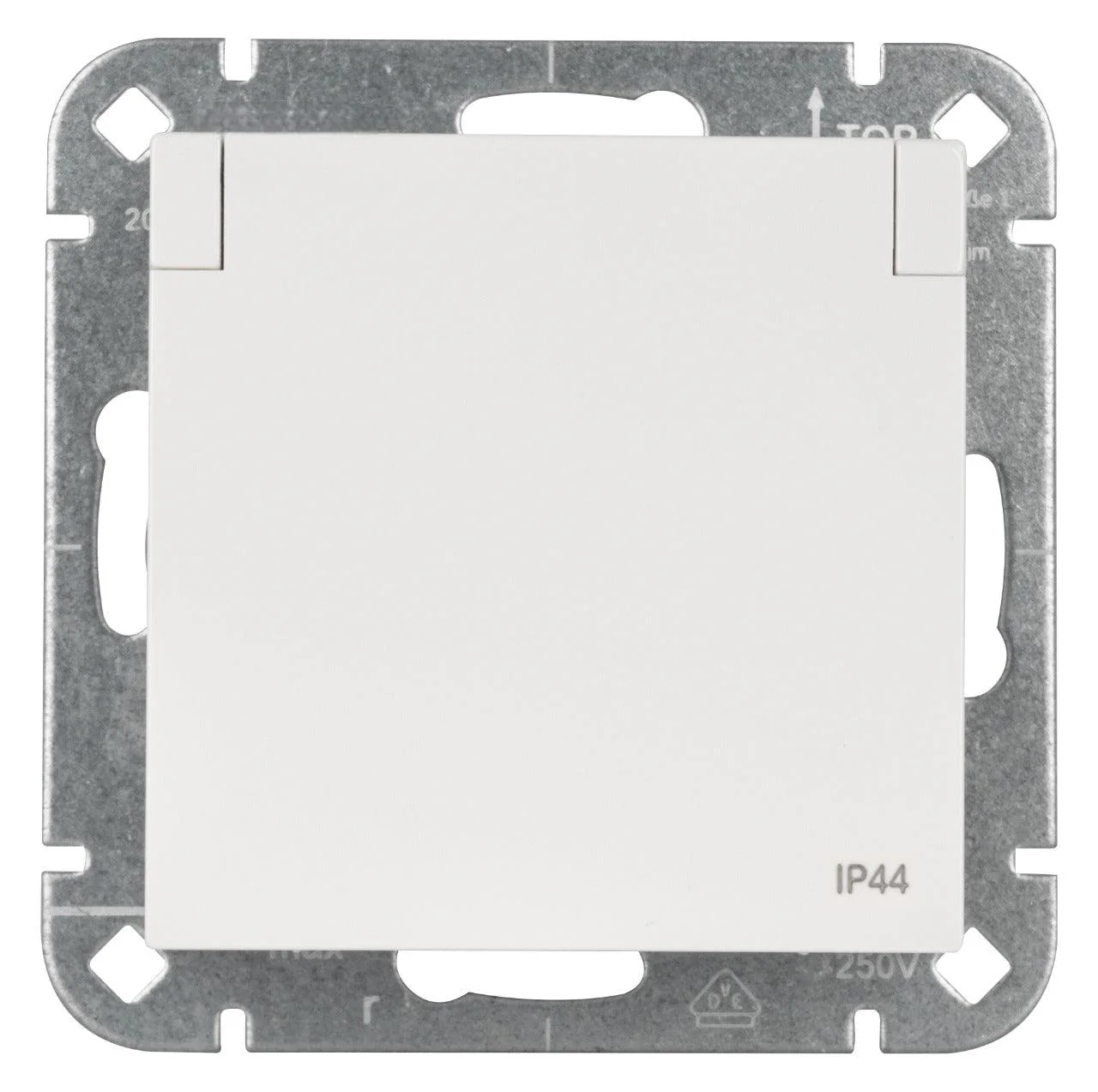 Unterputz-Steckdose mit Klappdeckel IP44 | polarweiß seidenglanz | für Außen- und Nassbereiche - Image 3