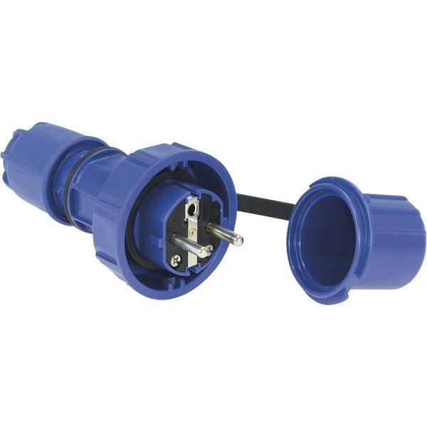 Vollgummi-Schuko-Stecker IP68, wasserdicht, blau, PCE 20051-b