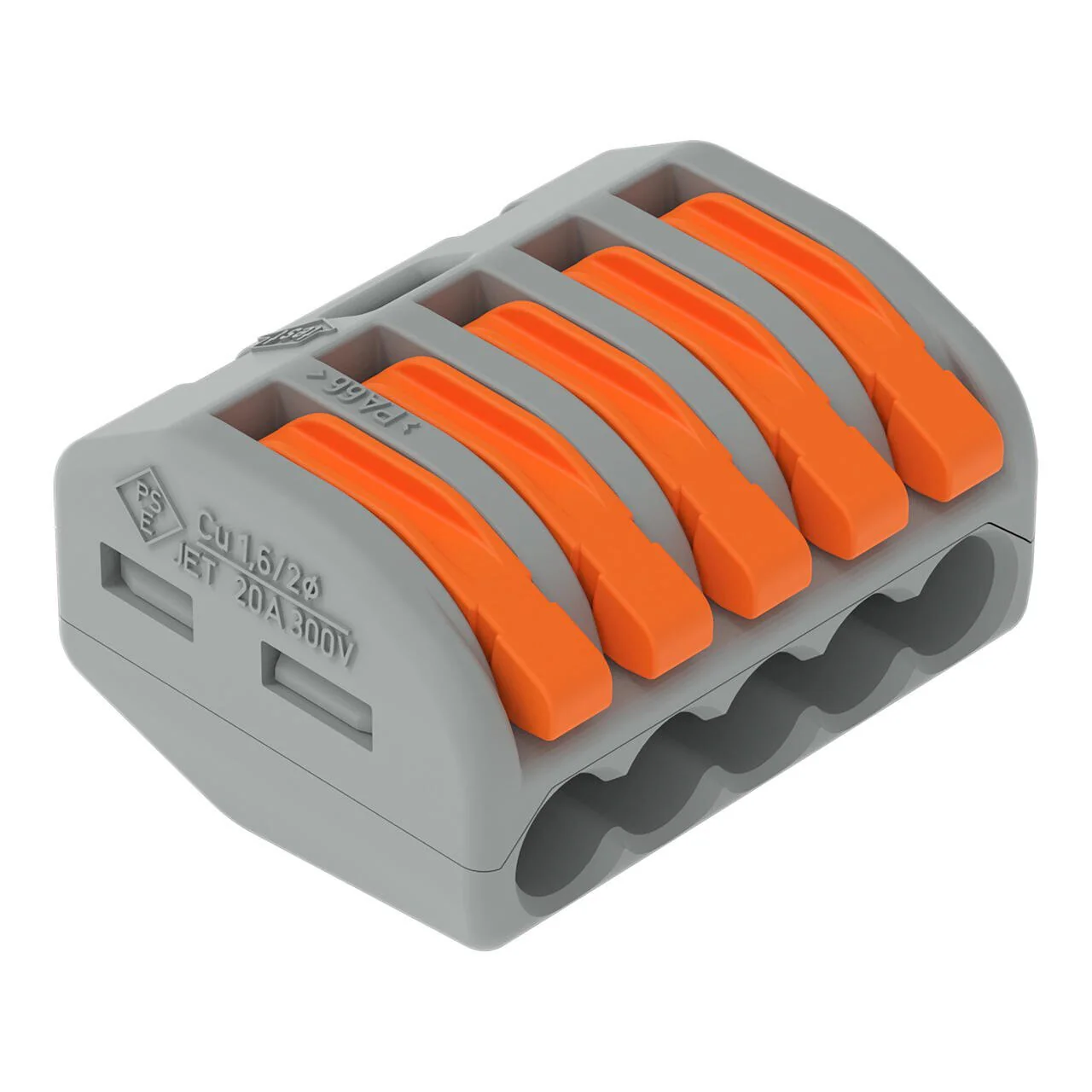 WAGO 222-415, WAGO-Verbindungsklemme 5fach, 0,08-4mm², grau, 40 Stück