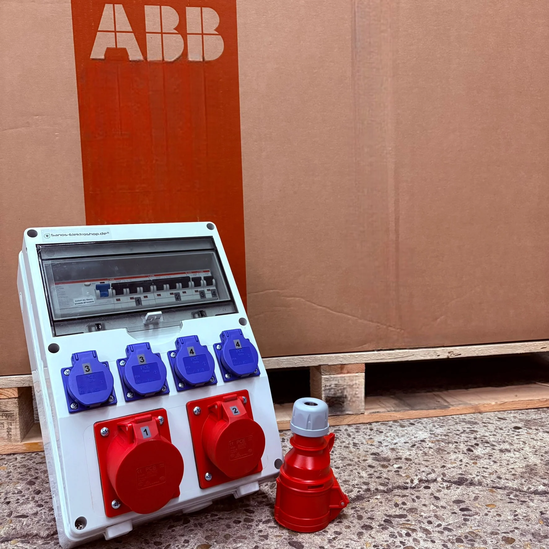 SANOS Wandverteiler ABB/PCE - 1x CEE 32A 1x CEE 16A und 4x Schukodosen mit FI | SAN001 - Image 7